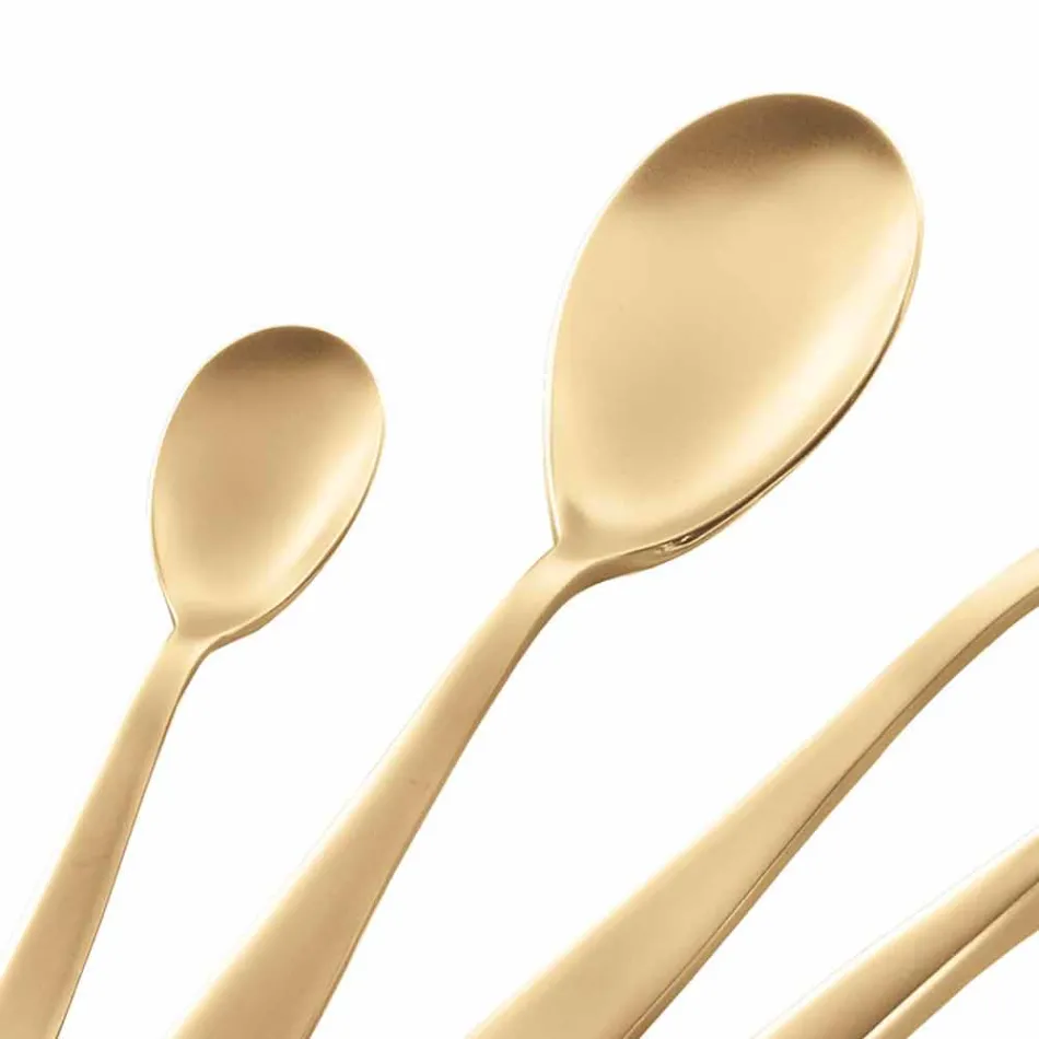 24 Piece Luxury Design Cutlery in Sandblasted or Colored Polished Steel - Timidy Viadurini