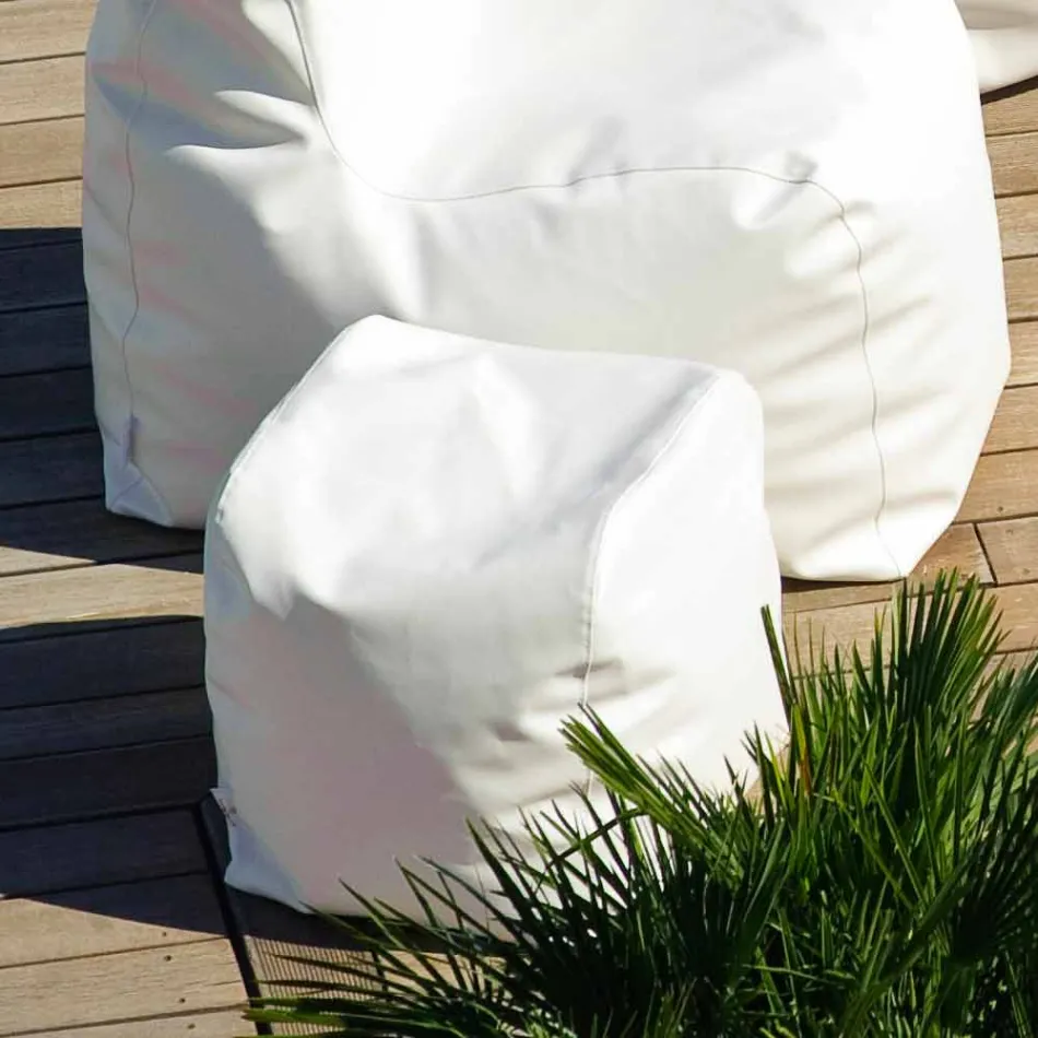 Pouf Cloud Trona design in white nautical imitation leather made in Italy Viadurini