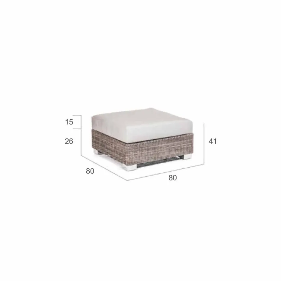 Pouf modern exterior in gray-taupe Jaco polyethylene, handmade Viadurini