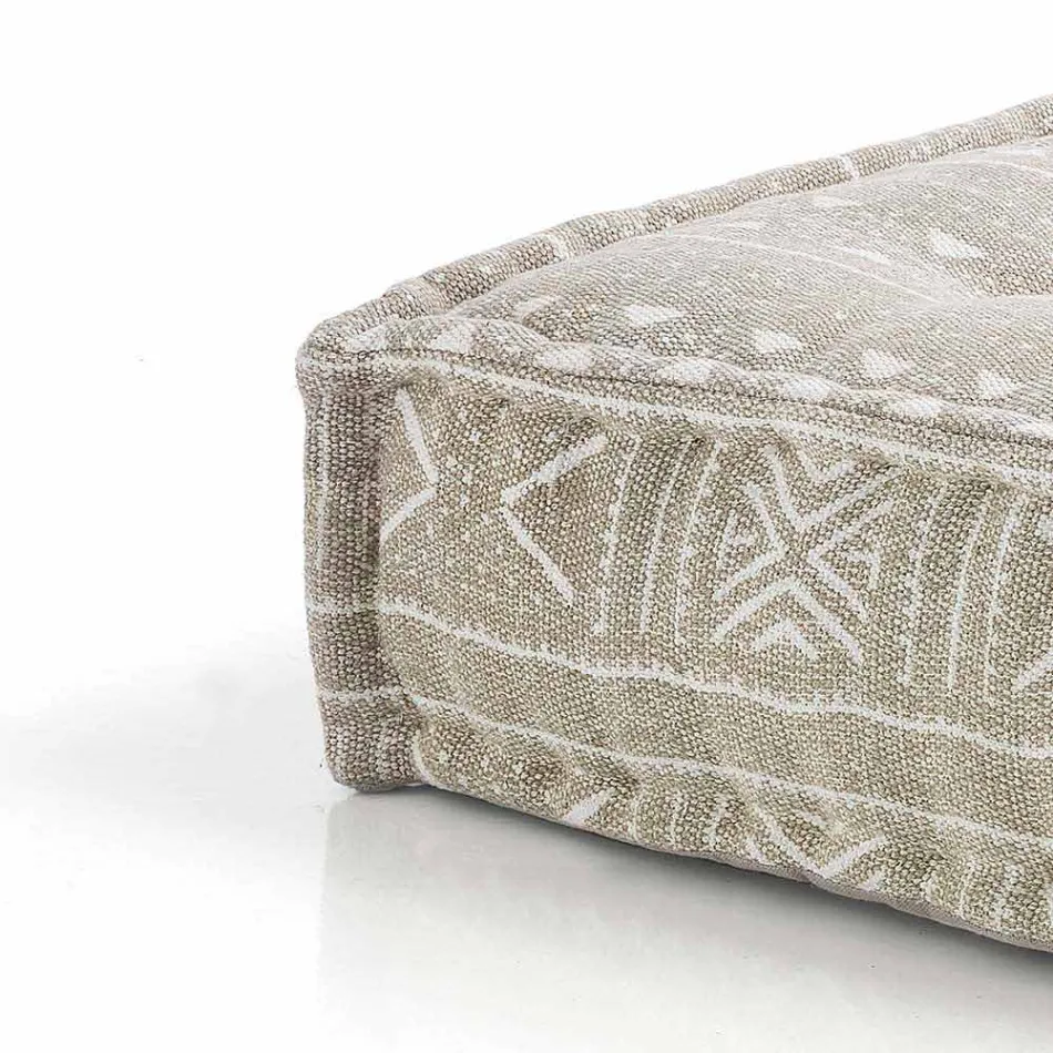 Ethnic Square Pouf in Patchwork Fabric or Velvet - Fiber Viadurini