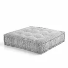 Ethnic Square Pouf in Patchwork Fabric or Velvet - Fiber Viadurini