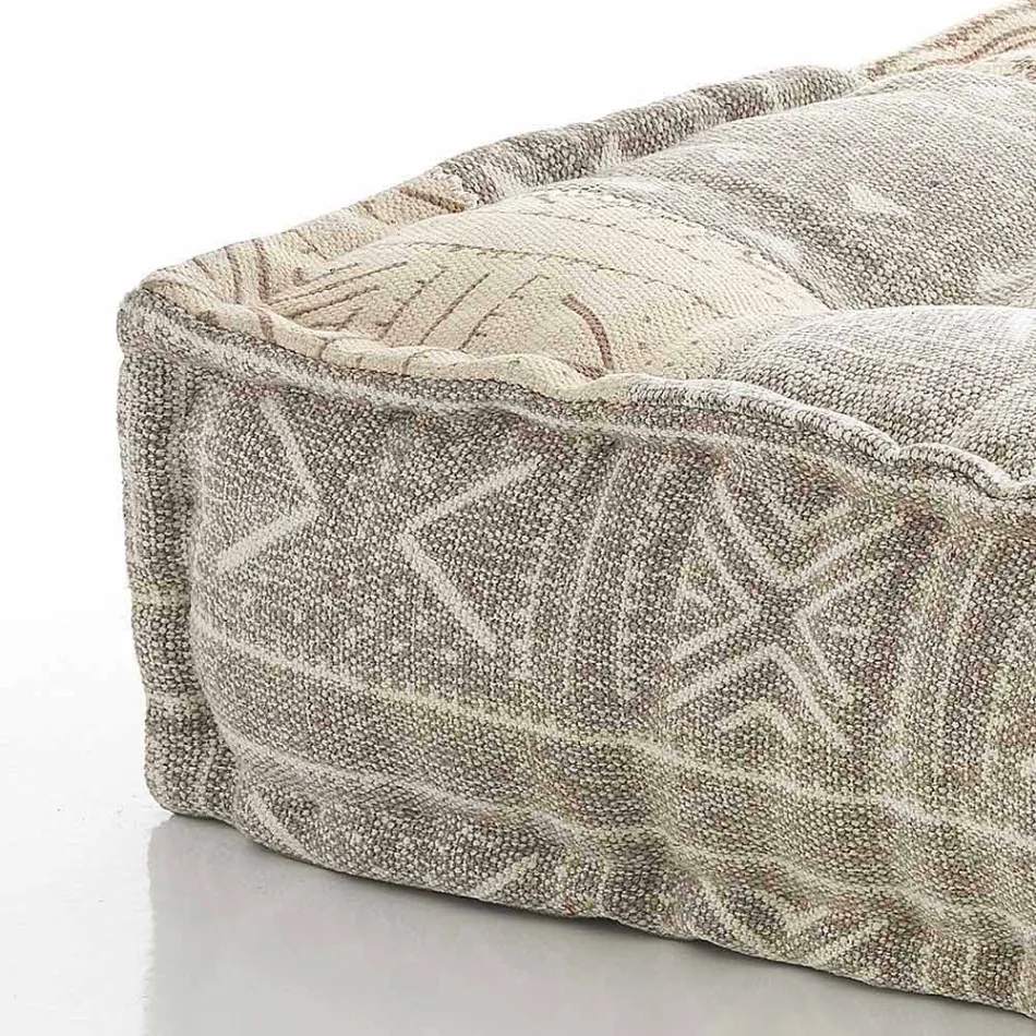 Ethnic Square Pouf in Patchwork Fabric or Velvet - Fiber Viadurini