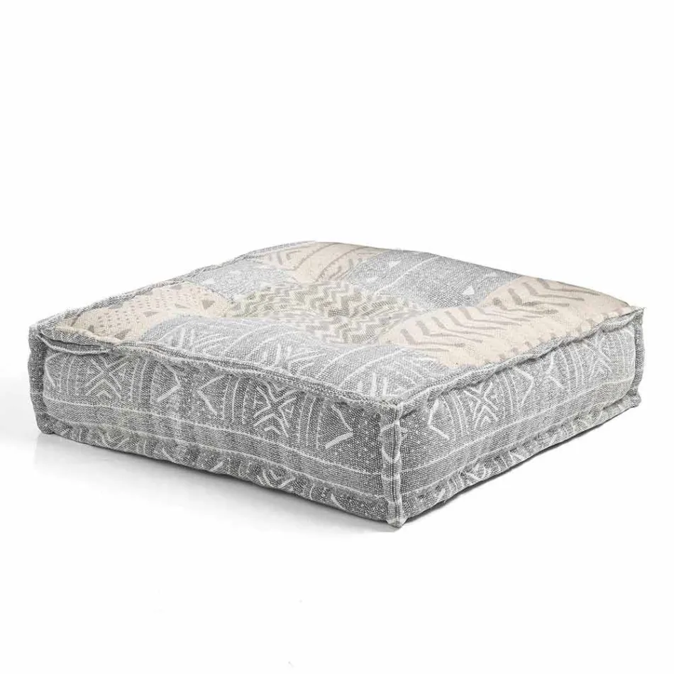 Ethnic Square Pouf in Patchwork Fabric or Velvet - Fiber Viadurini