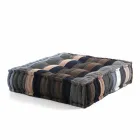 Ethnic Square Pouf in Patchwork Fabric or Velvet - Fiber Viadurini