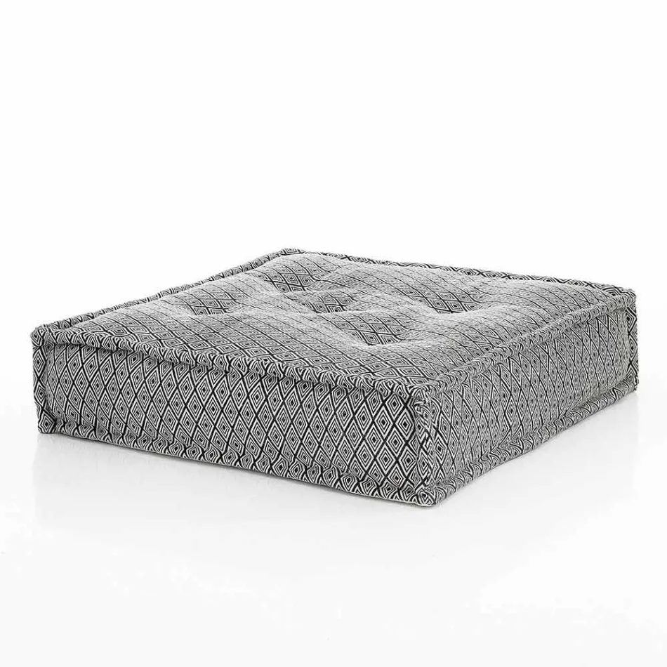 Ethnic Square Pouf in Patchwork Fabric or Velvet - Fiber Viadurini