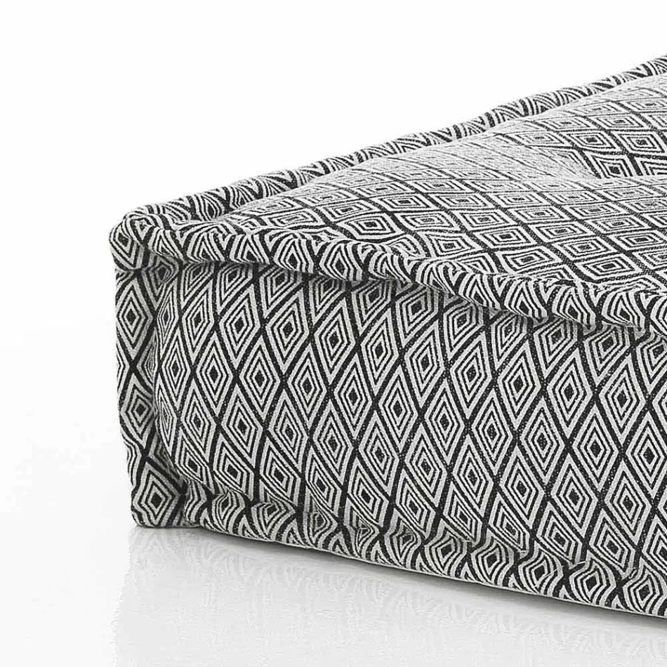 Ethnic Square Pouf in Patchwork Fabric or Velvet - Fiber Viadurini