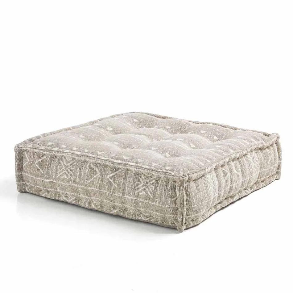 Ethnic Square Pouf in Patchwork Fabric or Velvet - Fiber Viadurini