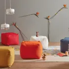Soft Square Pouf for Indoor and Outdoor use in Various Colors Fabric - Naemi Viadurini