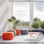 Soft Square Pouf for Indoor and Outdoor use in Various Colors Fabric - Naemi Viadurini