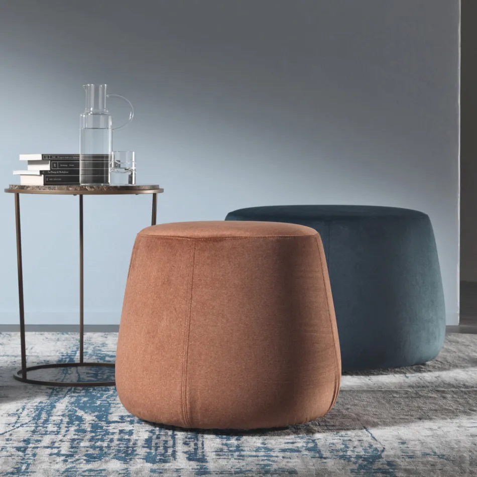 Soft Round Living Room Pouf in Colored Velvet 3 Sizes - Evelyne Viadurini