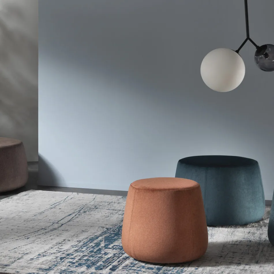 Soft Round Living Room Pouf in Colored Velvet 3 Sizes - Evelyne Viadurini