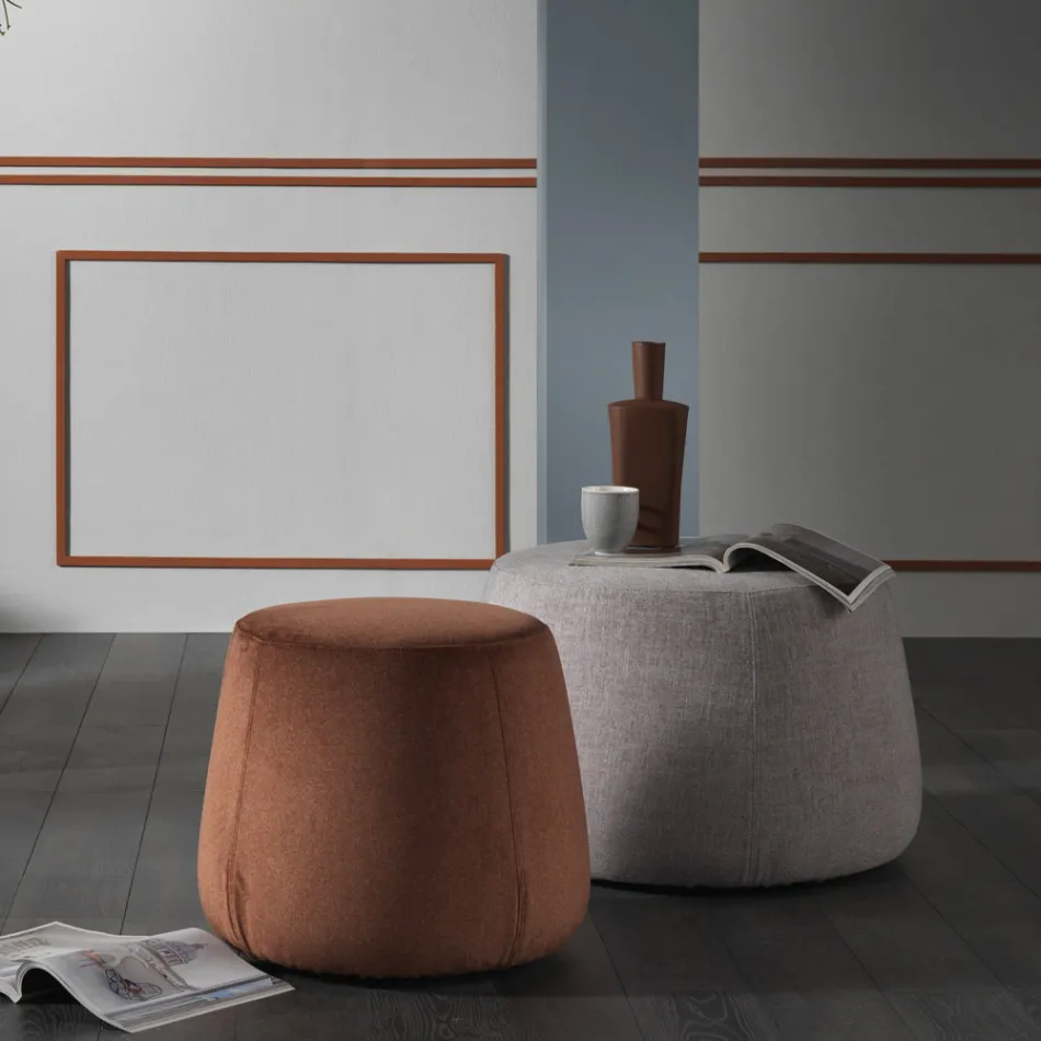 Soft Round Living Room Pouf in Colored Velvet 3 Sizes - Evelyne Viadurini