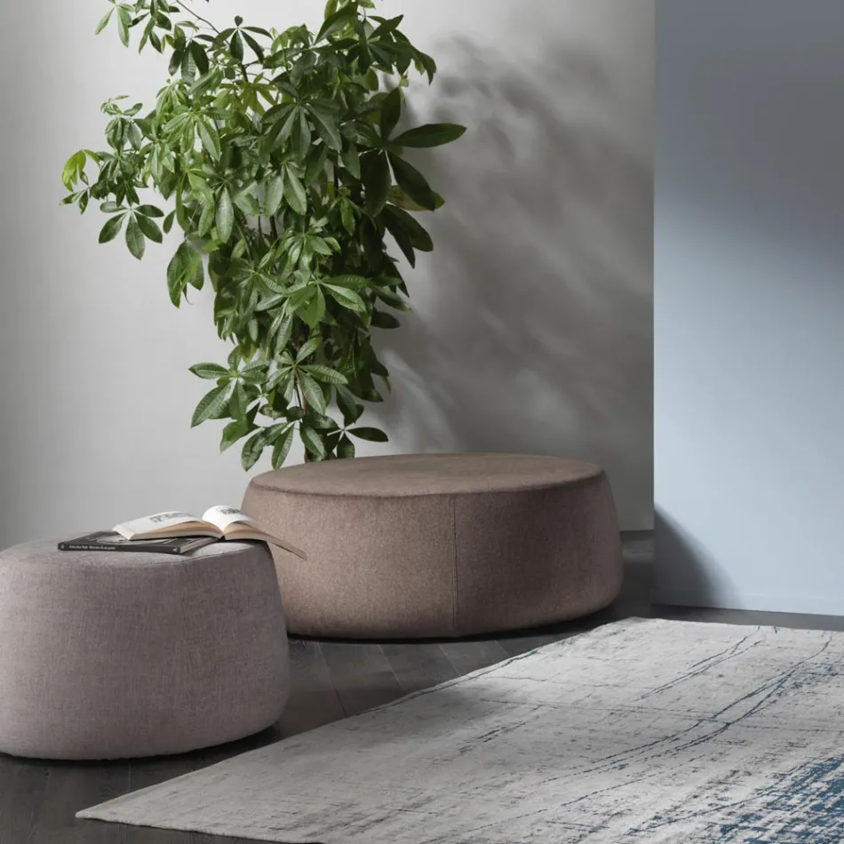 Round Ottoman Pouf for the Living Room in Colored Chenille 3 Sizes - Evelyne Viadurini