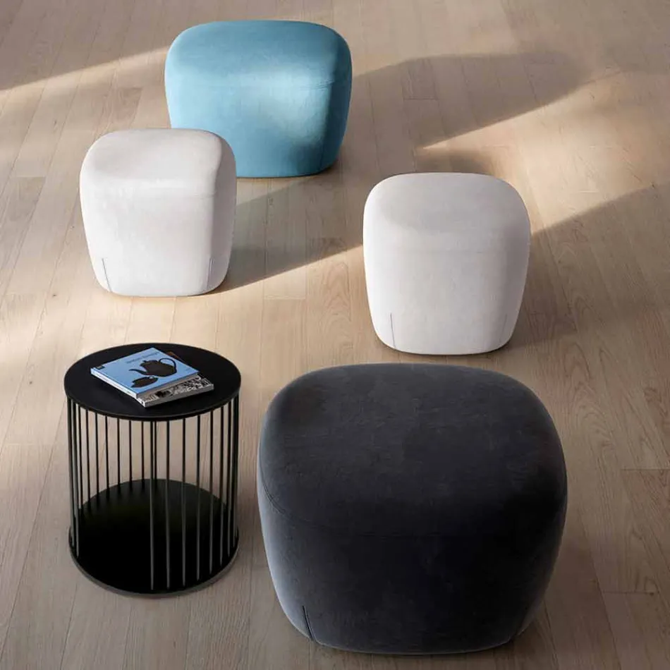 Pouf Square Footrest Padded and Covered in Fabric Made in Italy - Marli Viadurini