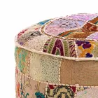 Round Pouf of Ethnic Design in Patchwork Fabric or Velvet - Fiber Viadurini