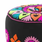 Round Pouf of Ethnic Design in Patchwork Fabric or Velvet - Fiber Viadurini