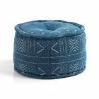 Round Pouf of Ethnic Design in Patchwork Fabric or Velvet - Fiber Viadurini