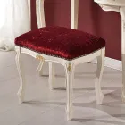 Classic Style Pouf in Walnut Wood and Fabric Made in Italy - Luxury Viadurini