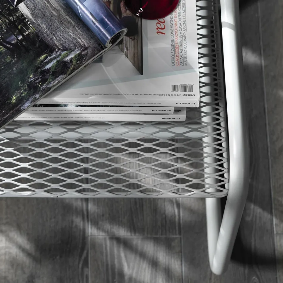 Pouf Coffee Table for the Garden Design in Colored Metal Made in Italy - Karol Viadurini