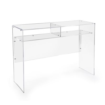 Practical Freestanding Desk in Transparent Plexiglass Made in Italy - Ghea Viadurini