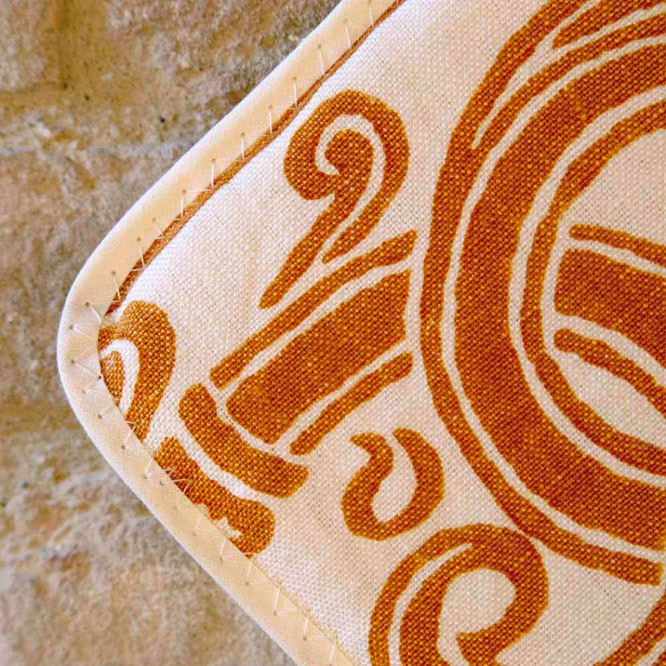 Potholders of Italian Art in Pure Linen with Hand Print Single Piece - Brands Viadurini