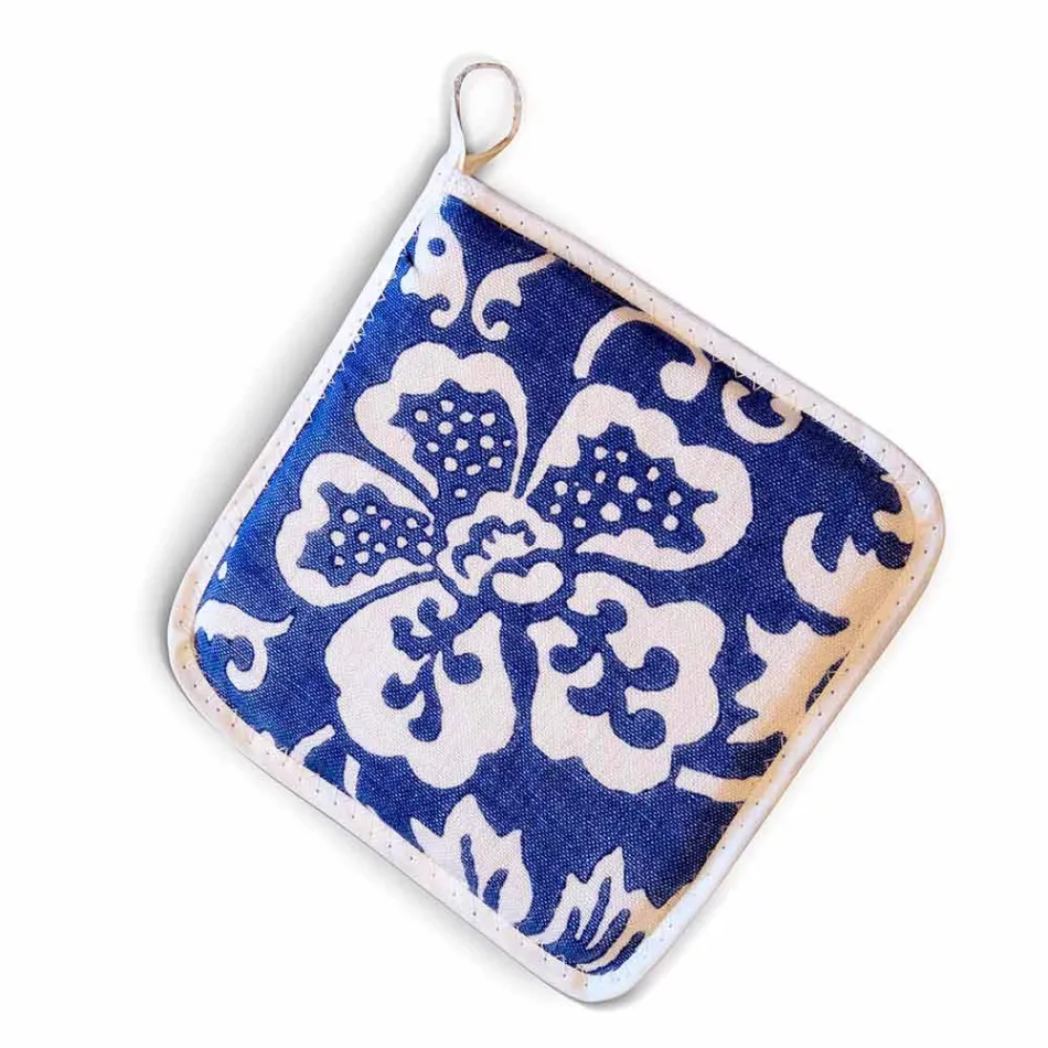 Potholders of Italian Art in Pure Linen with Hand Print Single Piece - Brands Viadurini