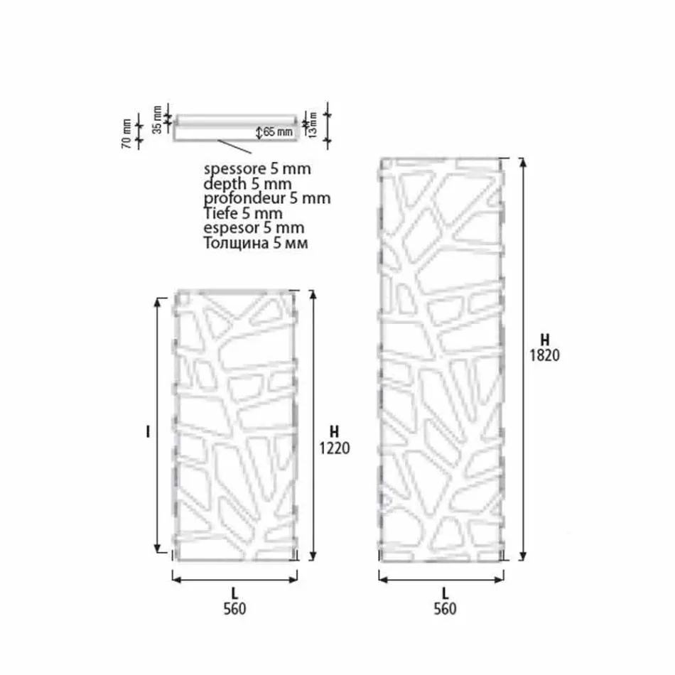 Vertical Design Hydraulic Radiator up to 903 W - Flora Viadurini
