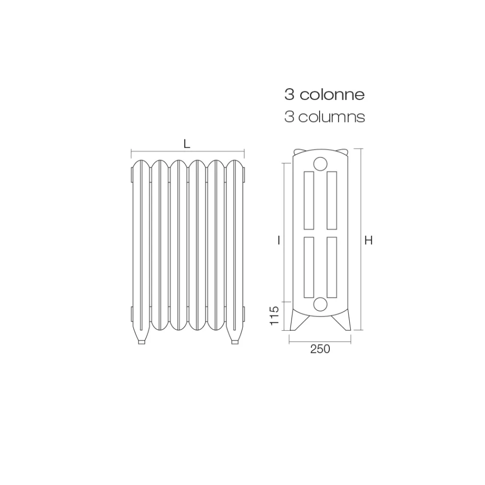 Decorated Cast Iron Hydraulic Radiator with 3 Columns - Vanillina Viadurini