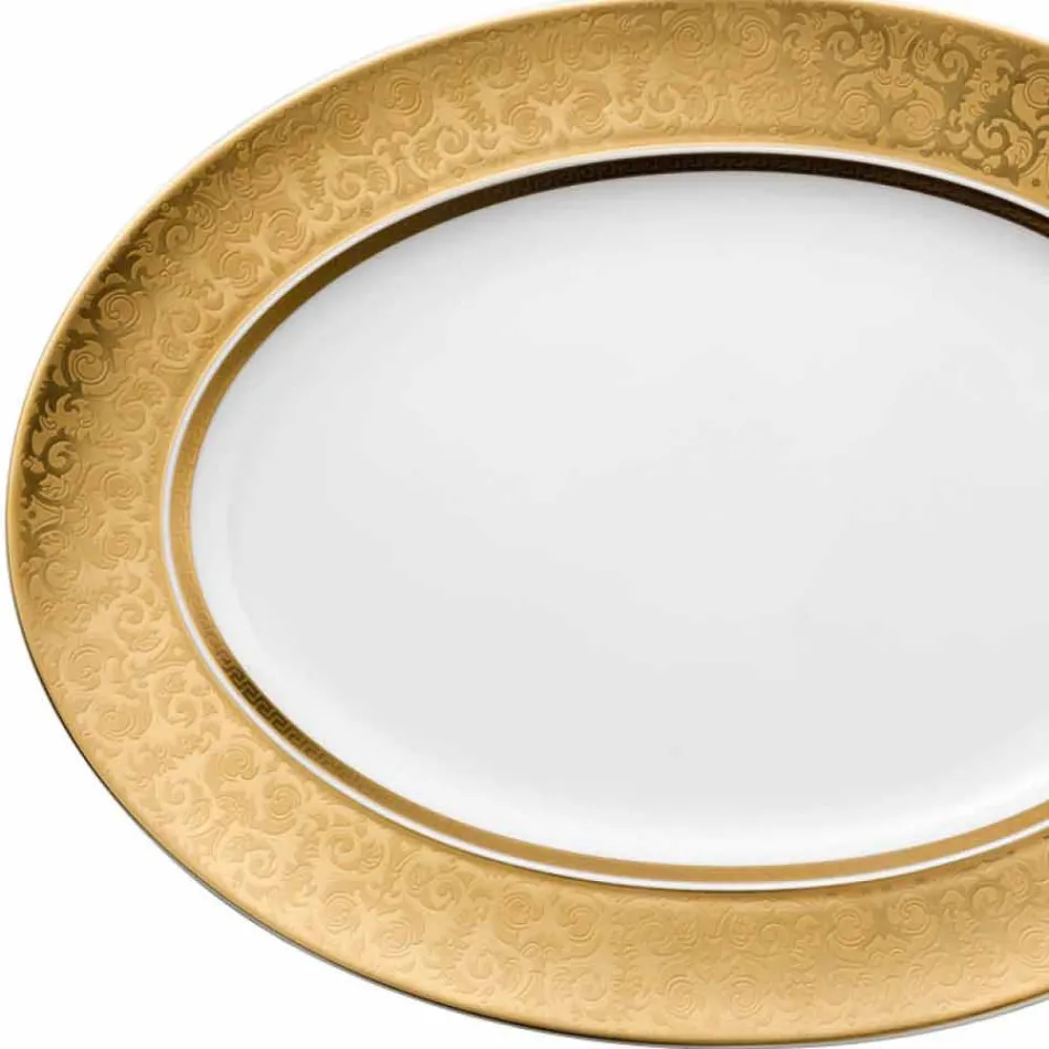 Rosenthal Versace Medusa Gala Gold Oval plate design 40cm porcelain Viadurini