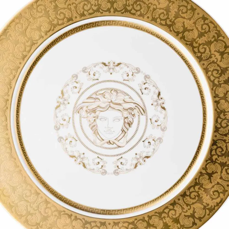 Rosenthal Versace Medusa Gala Gold Plate holder 33cm porcelain Viadurini