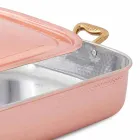 Roaster and Rectangular Lid in Hand Tinned Copper 32x24 cm - Mariateresa Viadurini
