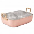 Rectangular Roaster for Turkey in Tinned Copper by Hand 40x30 cm - Giampaolo