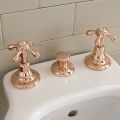 3-Hole Bidet Taps, Internal Delivery, in Vintage Brass - Klarisa