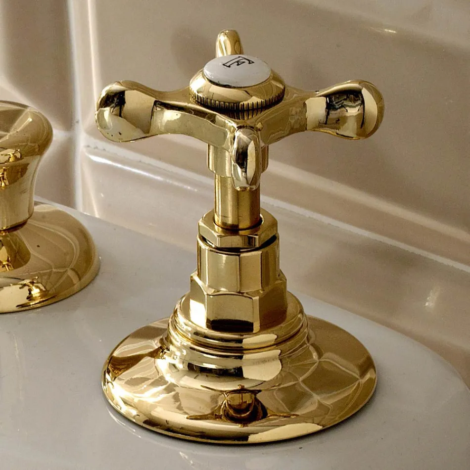 3-Hole Bidet Tap with Internal Delivery in Handmade Brass - Fioretta Viadurini