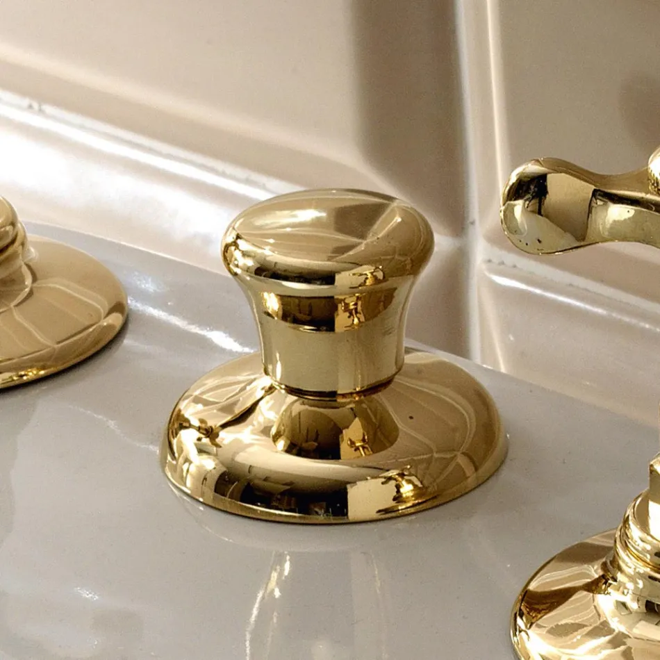 3-Hole Bidet Tap with Internal Delivery in Handmade Brass - Fioretta Viadurini