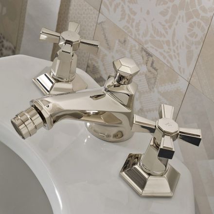 3 Hole Design Bidet Tap in Brass Vintage Style Made in Italy - Silvana Viadurini