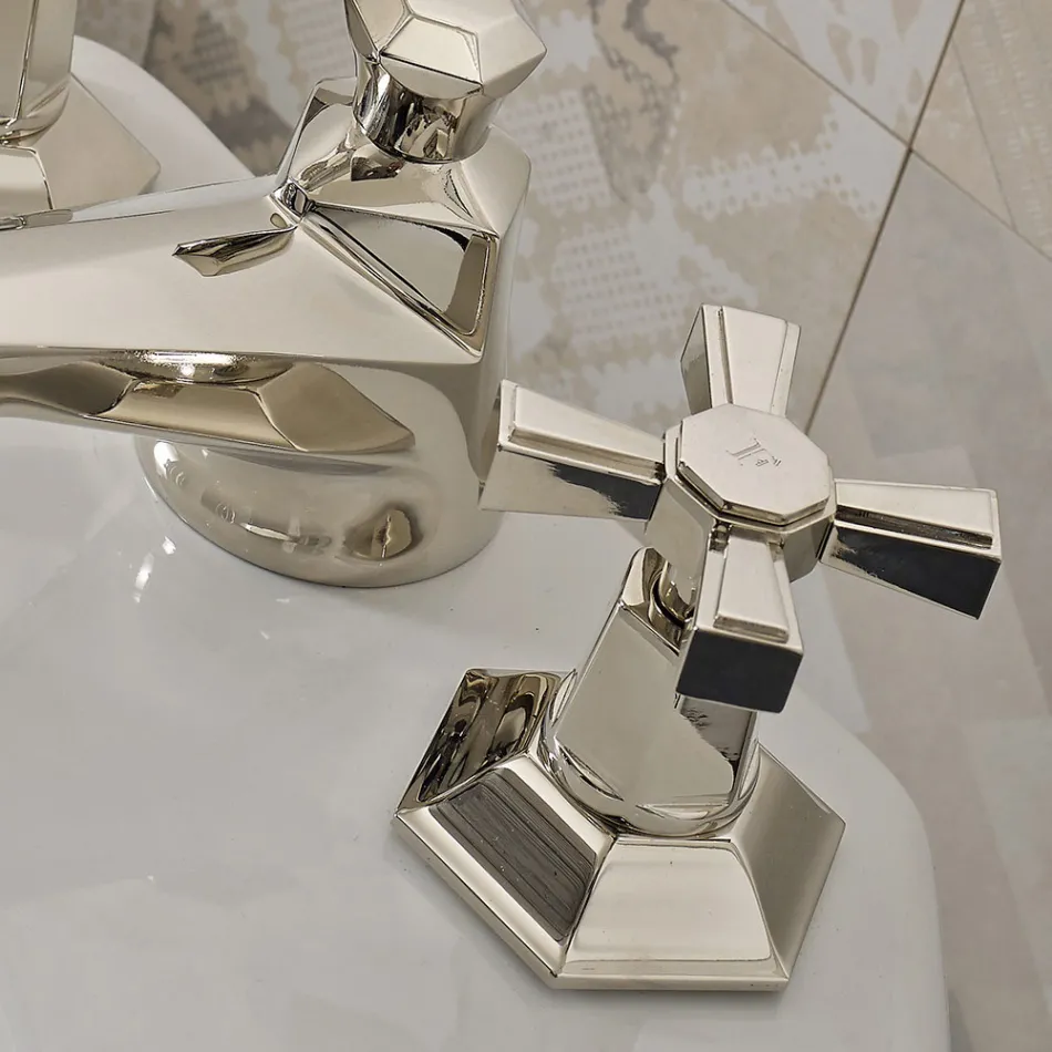 3 Hole Design Bidet Tap in Brass Vintage Style Made in Italy - Silvana Viadurini