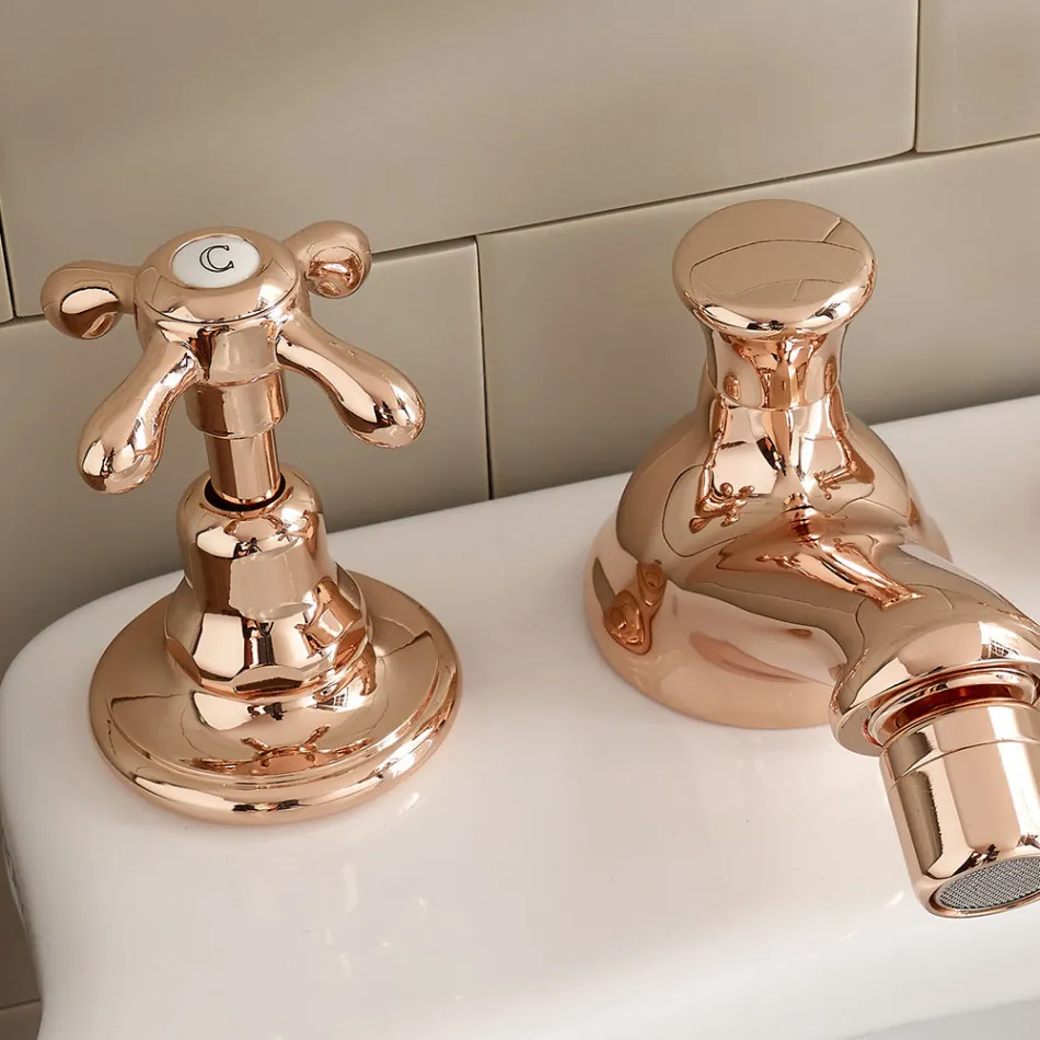 Vintage Design Bidet Tap in 3-Hole Brass Made in Italy - Klarisa Viadurini