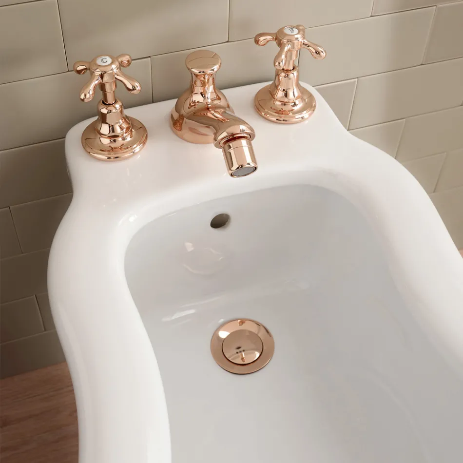 Vintage Design Bidet Tap in 3-Hole Brass Made in Italy - Klarisa Viadurini