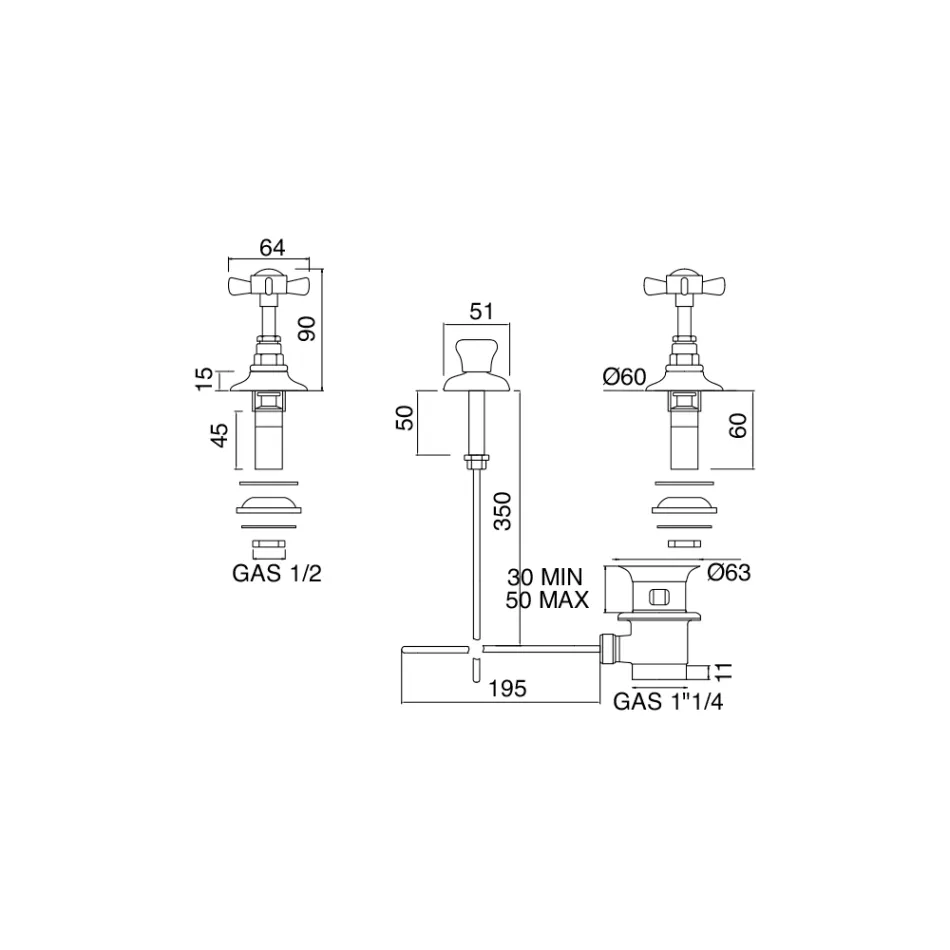 Vintage Brass Bidet Taps with Internal Delivery Made in Italy – Katerina Viadurini