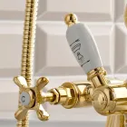Brass Bathtub Edge Faucet with Luxury Classic Style Hand Shower - Fioretta Viadurini