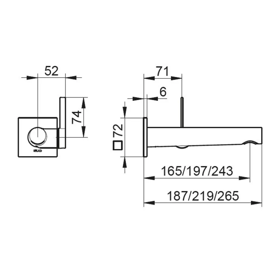 Built-in Wall-Mounted Basin Faucet with Integrated Design 3 Sizes - Erkole Viadurini