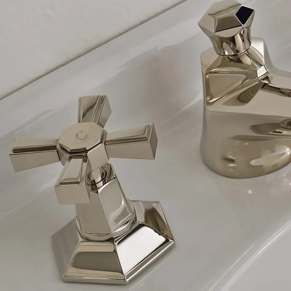 VIntage Design Countertop Basin Tap in Brass Made in Italy - Silvana Viadurini