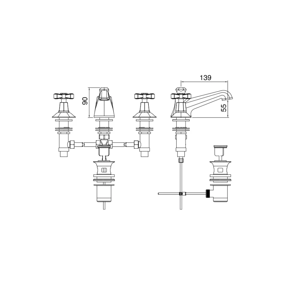 VIntage Design Countertop Basin Tap in Brass Made in Italy - Silvana Viadurini
