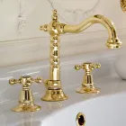 Vintage Design 3 Hole Basin Tap in Brass Made in Italy - Ursula Viadurini