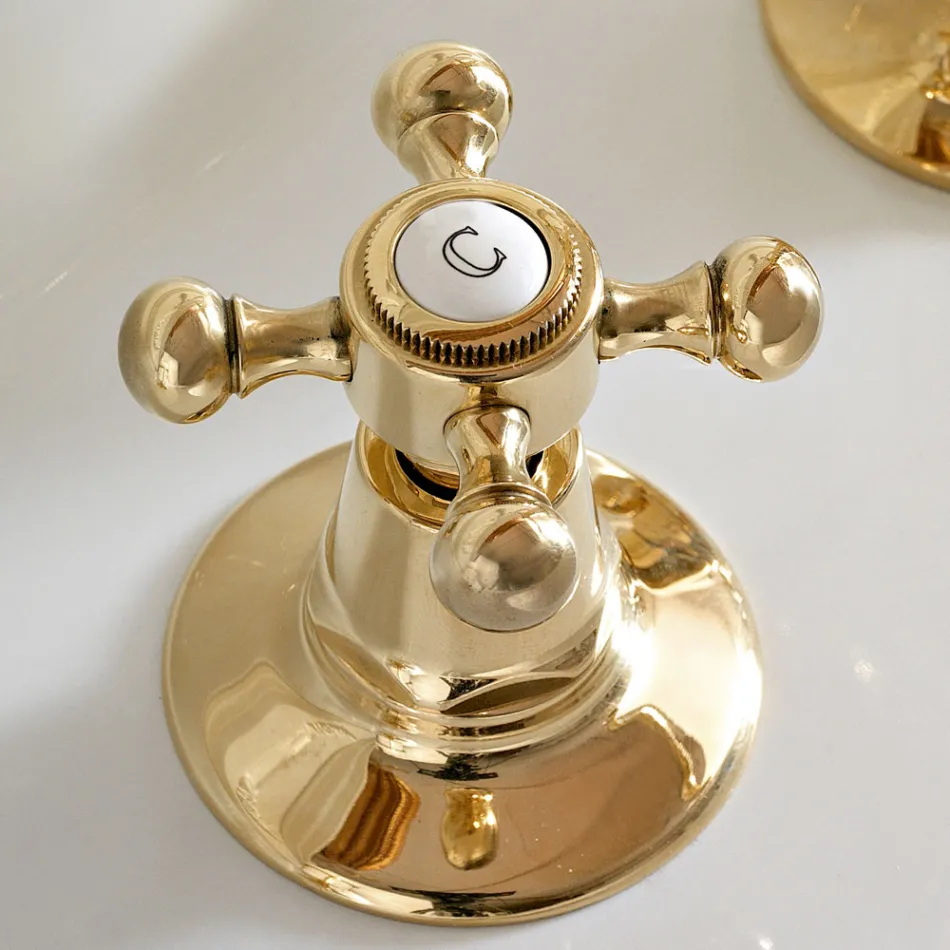 Vintage Design 3-Hole Basin Tap in Brass Made in Italy - Ursula Viadurini