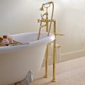 Classic Floor Bathtub Faucet in Brass with Hand Shower - Fioretta