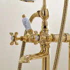 Brass Floor Standing Classic Bathtub Faucet with Hand Shower - Fioretta Viadurini