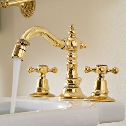Vintage 3-Hole Bidet Tap in Vintage Brass Made in Italy - Ursula Viadurini