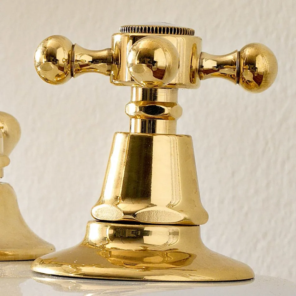 Vintage 3-Hole Bidet Tap in Vintage Brass Made in Italy - Ursula Viadurini